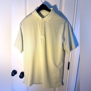 Men’s Large Onward Reserve polo with yellow stripes